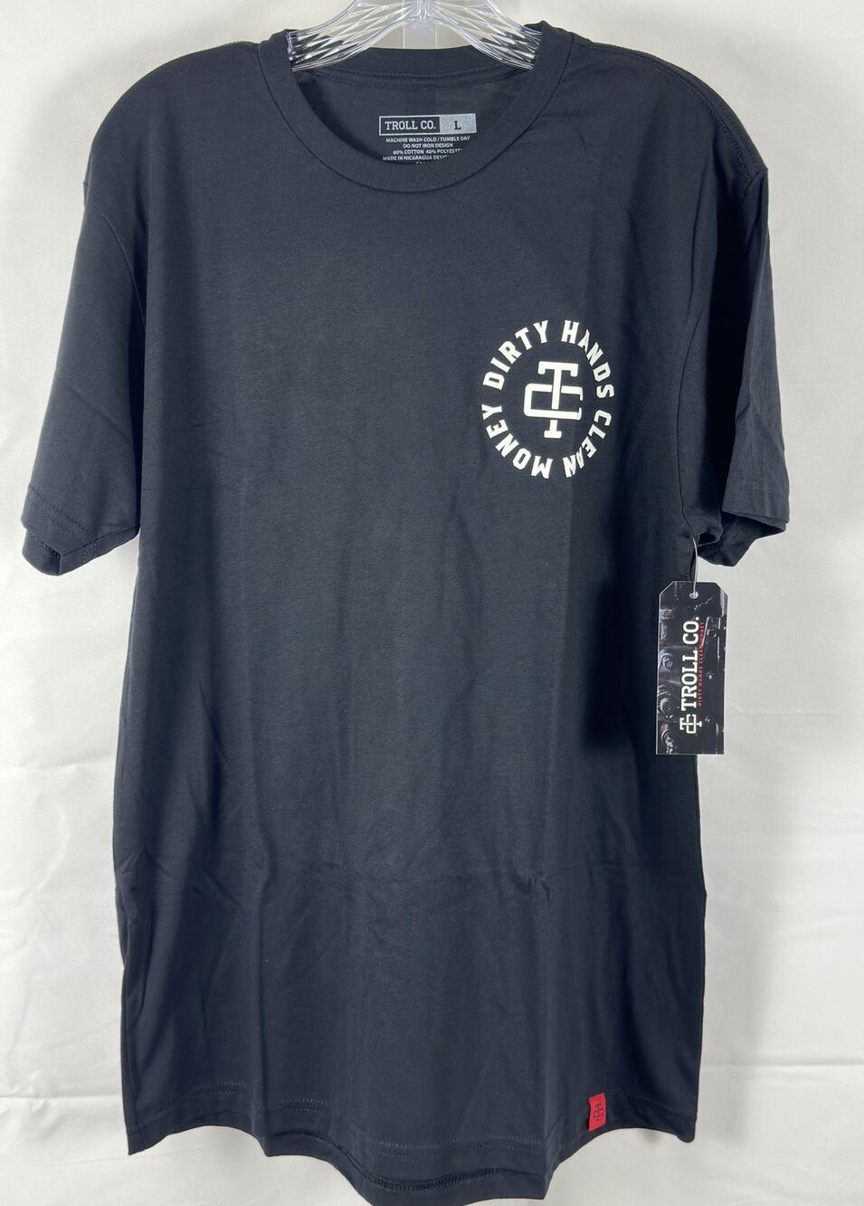 Troll Co. “Dirty Hands Clean Money” Short Sleeve T‑Shirt – Black – Size L NWT